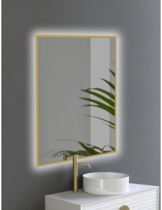 guld badeværelsesspejl vægspejl spejl lys belysning badeværelse vask håndvask led 2