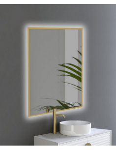 guld badeværelsesspejl vægspejl spejl lys belysning badeværelse vask håndvask led 2