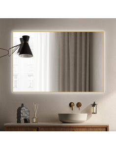 guld badeværelsesspejl vægspejl spejl lys belysning badeværelse vask håndvask led