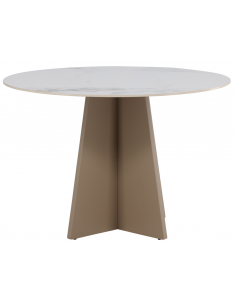 rundt spisebord 110 beige marmor 4 personer stole 2