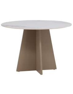 rundt spisebord 110 beige marmor 4 personer stole