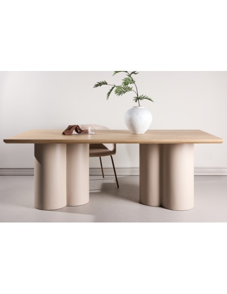 Stort spisebord i moderne design beige natur eg egetræ træ
