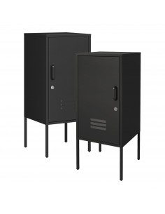 sengebord natbord soveværelse billig sort opbevaring metal