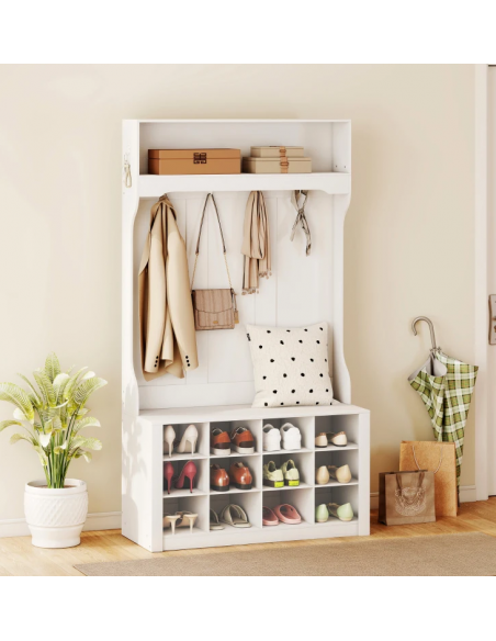 Garderobe skoskab træ billigt entre hvid