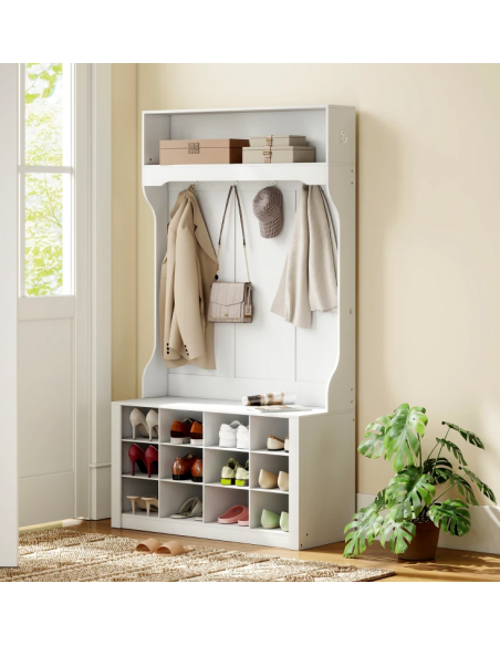 Garderobe skoskab træ billigt entre hvid