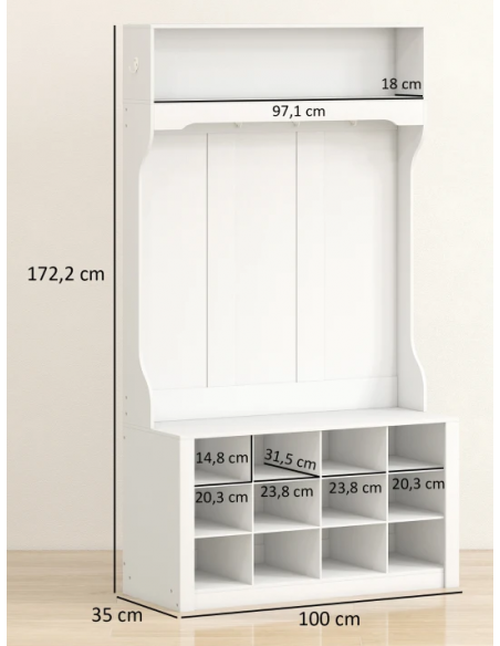 Garderobe skoskab træ billigt entre hvid
