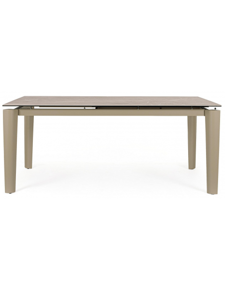 spisebord med udtræk tillægsplader moderne design glas beige travertin sten