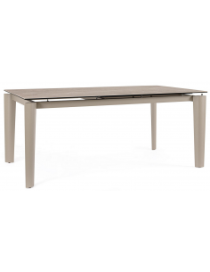 spisebord med udtræk tillægsplader moderne design glas beige travertin sten 2