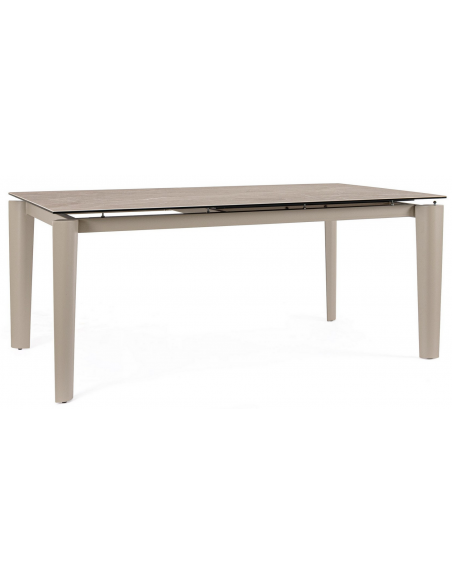 spisebord med udtræk tillægsplader moderne design glas beige travertin sten