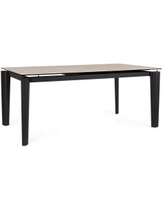 spisebord med udtræk tillægsplader moderne design glas sort travertin sten 2