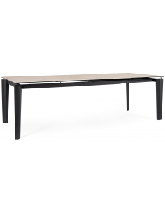 spisebord med udtræk tillægsplader moderne design glas sort travertin sten