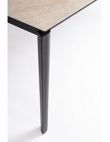 spisebord med udtræk tillægsplader moderne design glas sort travertin sten