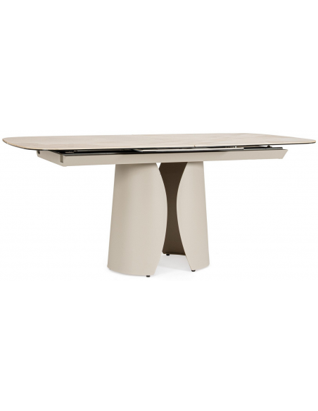 spisebord med udtræk tillægsplader moderne design glas beige marmor sten