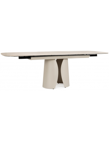 spisebord med udtræk tillægsplader moderne design glas beige marmor sten