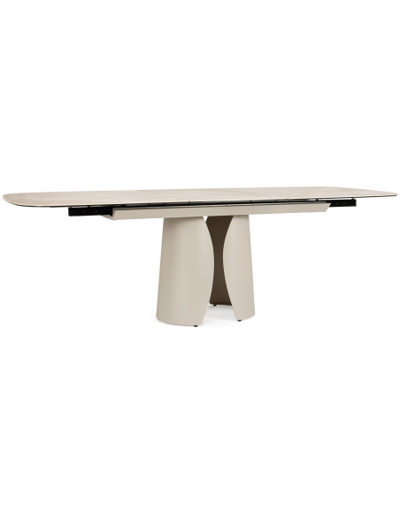 spisebord med udtræk tillægsplader moderne design glas beige marmor sten