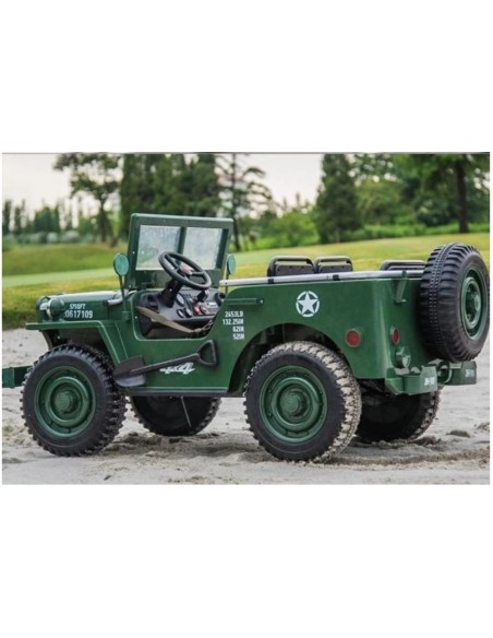 elbil bil elektrisk børn udendørs legetøj udeleg indendørs jeep army militær