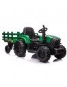 Elektrisk Traktor med trailer til børn 2x24V i metal og kunststof H70 x L180 x B70 cm - Sort/Grøn