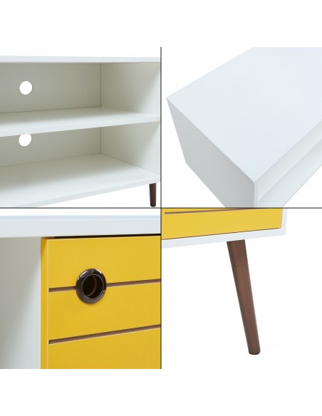 tvbord træ moderne design skydelåger opbevaring stuemøbler