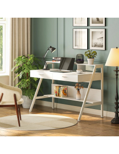 skrivebord kontorindretning kontormøbler computerbord indretning hvid 2