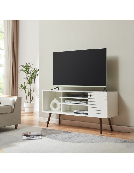 tvbord træ moderne design skydelåger opbevaring stuemøbler