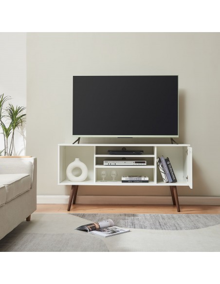 tvbord træ moderne design skydelåger opbevaring stuemøbler