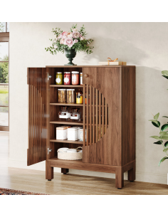 lavt vitrineskab vitrine træ brun køkkenskab opbevaring skab 2