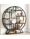 Bogreol i metal og møbelplade H158 x B150 x D30 cm - Sort/Brun