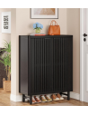 Skoskab i metal og MDF H110 x B85 x D35 cm - Sort/Mørkebrun