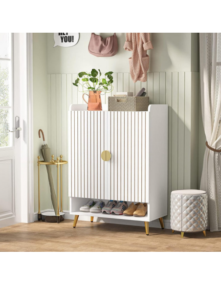 Skoskab gulv træ hvid garderobe entre