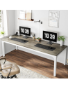 Skrivebord i metal og møbelplade 200 x 70 cm - Hvid/Taupe