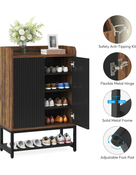 Skoskab gulv træ sort garderobe entre