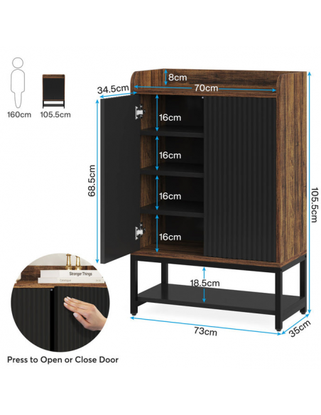 Skoskab gulv træ sort garderobe entre