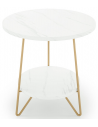 Rundt sidebord i metal og møbelplade H55 x Ø48 cm - Guld/Hvid marmoriseret