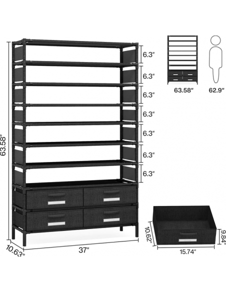 Skoreol skoskab sort garderobe entre