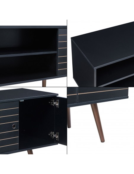 tvbord træ moderne design skydelåger opbevaring stuemøbler