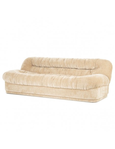 sofa 3 personer moderne nordisk design skandinavisk retro gammeldags stof beige