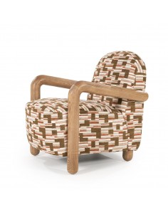 lænestol moderne nordisk design skandinavisk retro gammeldags stof træ 2