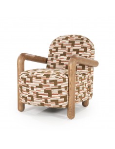 lænestol moderne nordisk design skandinavisk retro gammeldags stof træ