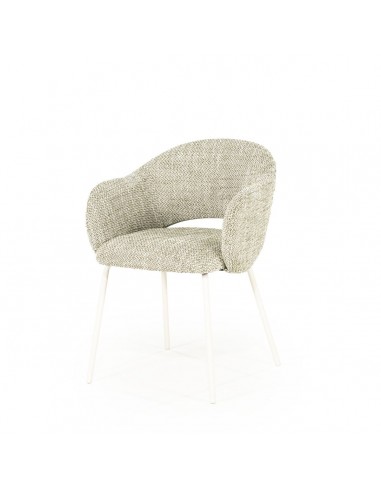 STORY Spisebordsstol med armlæn i metal og polyester H79 cm - Hvid/Meleret grøn