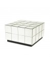 FLECTRON Sofabord i træ og glas H35 x B60 x D60 cm - Sort/Klar
