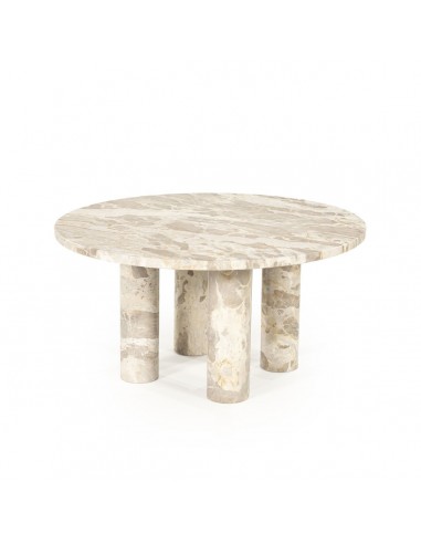 MARMO Rundt sofabord i marmor H35 x Ø70 cm - Beige marmor
