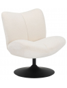 LISE Loungestol med drejefod i metal og chenille H83 cm - Sort/Off-white