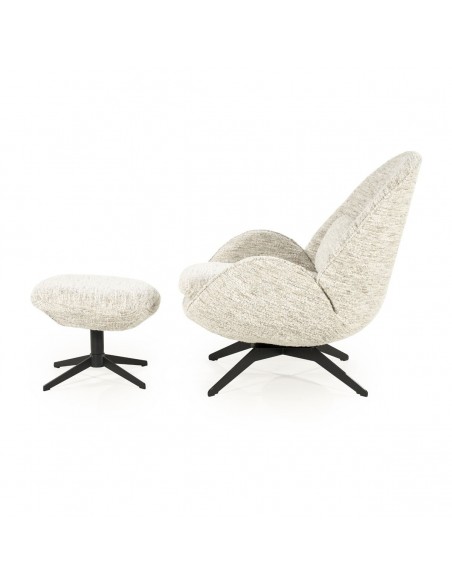lænestol loungestol boucle moderne nordisk design skandinavisk retro stof drej drejefod drejefunktion skammel fodskammel