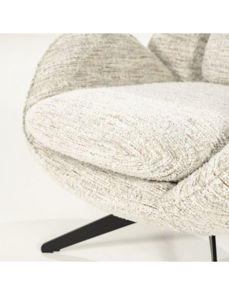 lænestol loungestol boucle moderne nordisk design skandinavisk retro stof drej drejefod drejefunktion skammel fodskammel