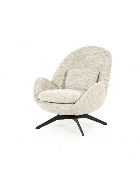 lænestol loungestol boucle moderne nordisk design skandinavisk retro stof drej drejefod drejefunktion skammel fodskammel