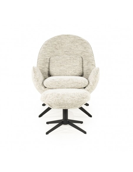 lænestol loungestol boucle moderne nordisk design skandinavisk retro stof drej drejefod drejefunktion skammel fodskammel