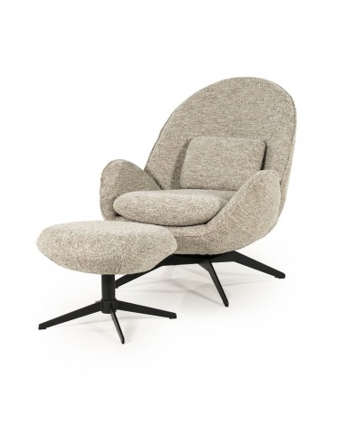 lænestol loungestol boucle moderne nordisk design skandinavisk retro stof drej drejefod drejefunktion skammel fodskammel