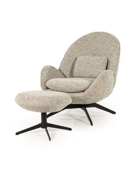 lænestol loungestol boucle moderne nordisk design skandinavisk retro stof drej drejefod drejefunktion skammel fodskammel