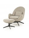 RYAN Lænestol med skammel og drejefod i bouclé polyester H86 cm - Sort/Taupe