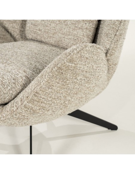 lænestol loungestol boucle moderne nordisk design skandinavisk retro stof drej drejefod drejefunktion skammel fodskammel